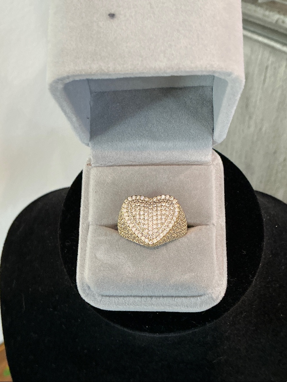 Gold Heart Pavé Ring - Women's Fashion Ring